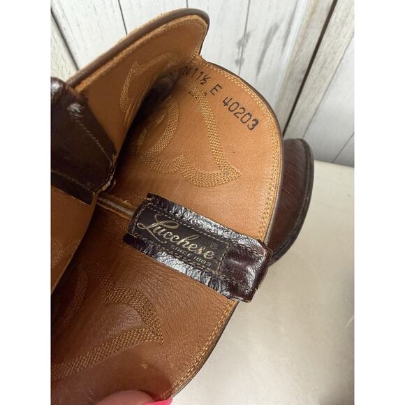 Lucchese Men’s Exotic Cowboy Boots Size 11.5 E Wide Teju Lizard and Goat Brown - Picture 7 of 7